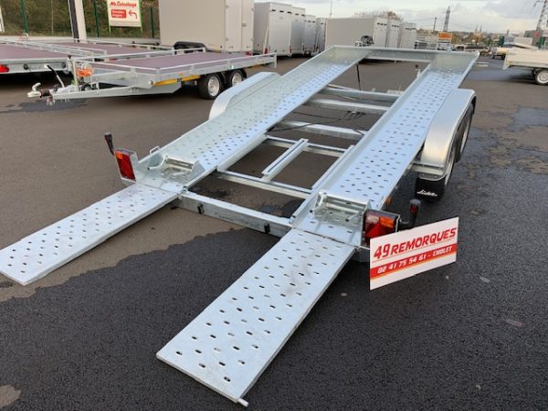 LIDER PORTE-VOITURE 39760 - 394 x 190 x 14 cm - PTAC 2500 KG avec cales et treuil