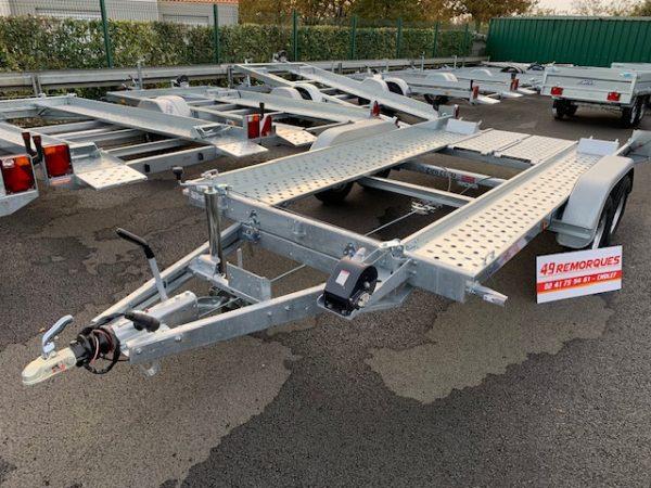 LIDER PORTE-VOITURE 39760 - 394 x 190 x 14 cm - PTAC 2500 KG avec cales et treuil – Image 3