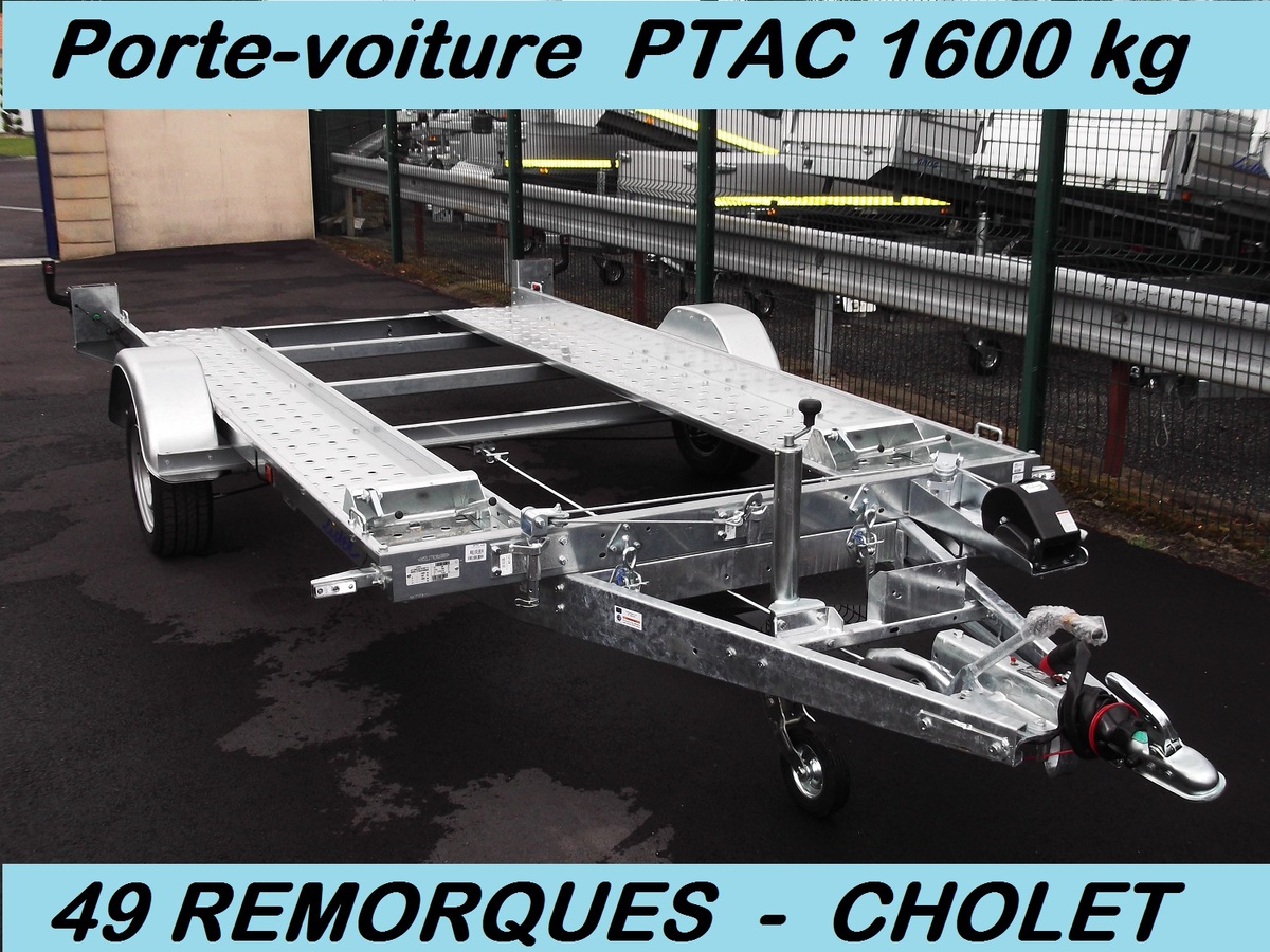 Remorque porte voiture avec un plateau de 4x2m pour un PTAC de 1600kg