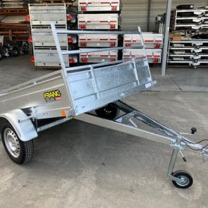 Remorque – RE 200 SF Franc – 200 x 142 x 30 cm avec roue jockey, bâche plate et porte échelle
