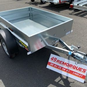 PROMO Remorque Bagagère GLE 151 FRANC TRAILERS TRIGANO – 144 x 99 x 30 cm Utile – PTAC 500 kg > Avec bâche plate et roue jockey INCLUS